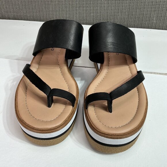 Lucky Brand Women's Black Leather Platform Sandals Size 8 M - Picture 2 of 9